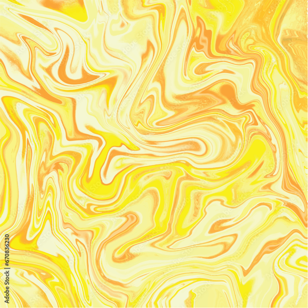 Abstract Yellow Holographic Liquid Background