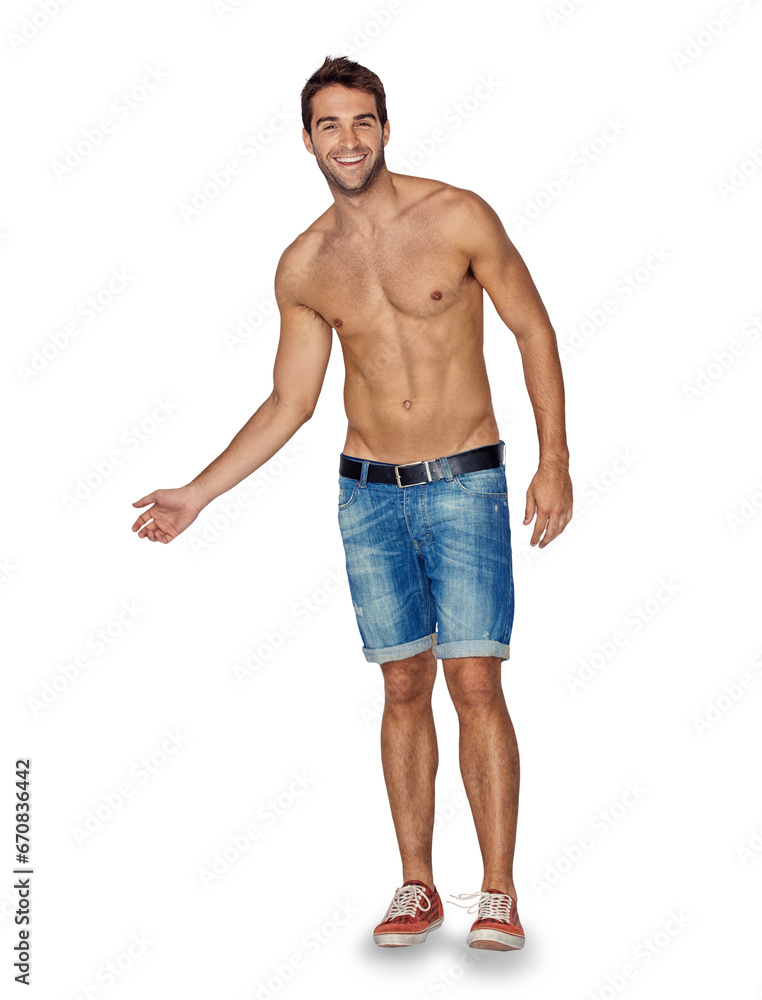 Isolated man, shirtless portrait and muscle with smile, fashion and wellness by transparent png background. Happy guy, student or model with healthy body, style and confidence for summer aesthetic Isolated man, shirtless portrait and muscle with smile, fashion and wellness by transparent png background. Happy guy, student or model with healthy body, style and confidence for summer aesthetic