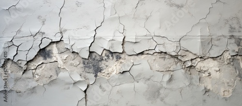 Buildings destruction caused by a crack in a gray wall photo