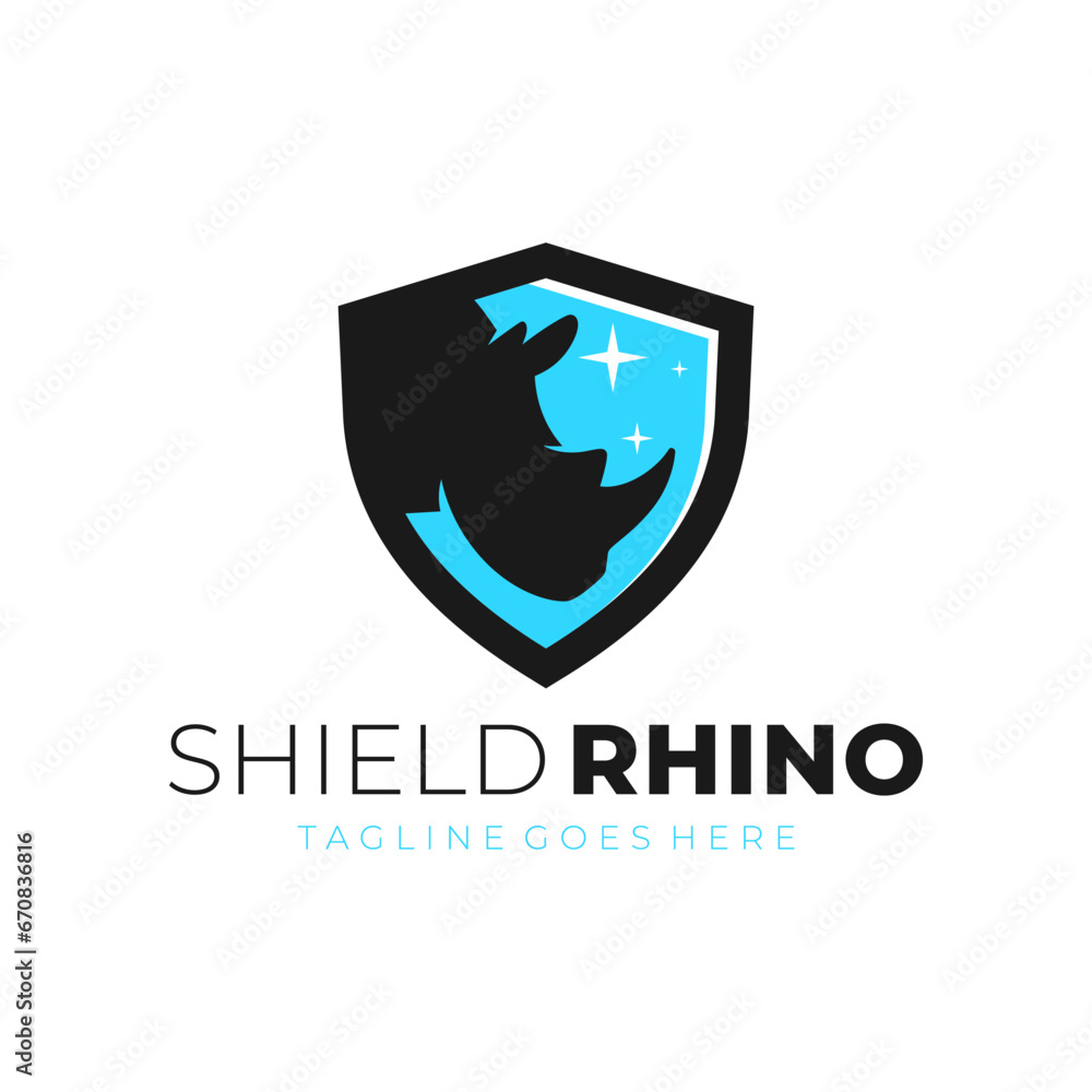 rhino shield illustration logo rhino shield illustration logo