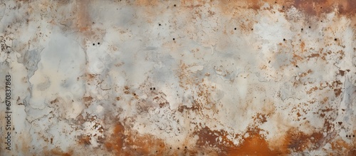 Background made of abstract rusted metal Texture resembling an aged grunge metal plate with paint that is cracked Wall painted in white and brown bearing the signs of rust