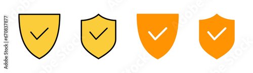 Shield check mark icon set for web and mobile app. Protection approve sign. Insurance icon
