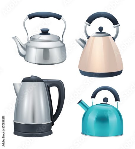 Set of kettle vector illustration isolated on white background