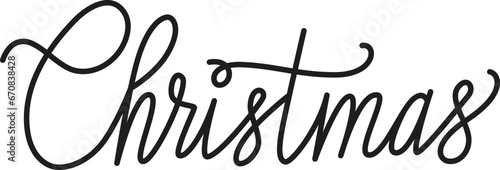 The word Christmas in handwritten lettering vector outline. Black word on white background