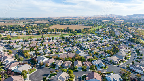 Drone photo over a community in Brentwood, California