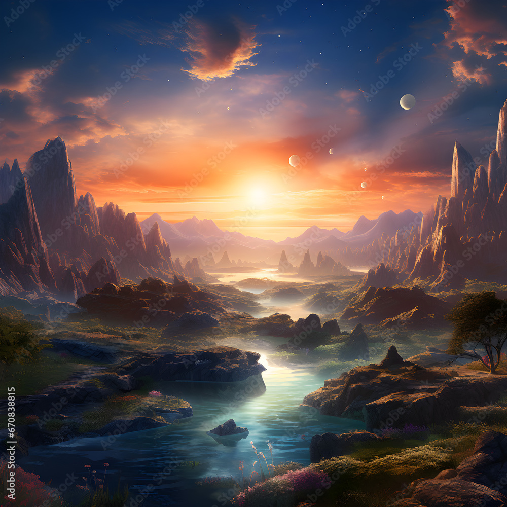 Fantasy landscape of alien world