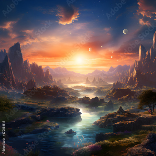 Fantasy landscape of alien world