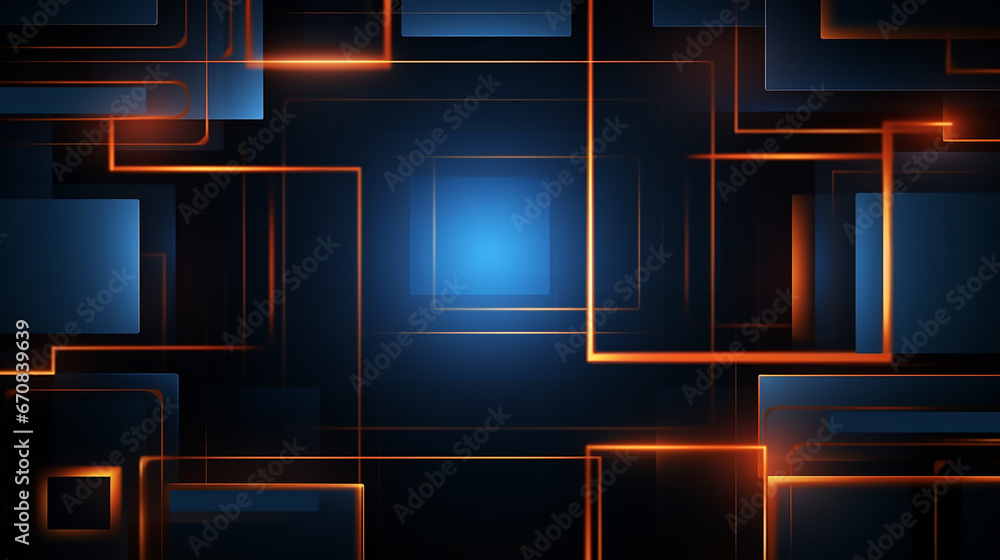 custom made wallpaper toronto digitalDigital technology blue gold geometric curve abstract square and orange glow light. Modern digital abstract 3D background. Blue and lilac blocks with neon lines and glowing background futuristic. 