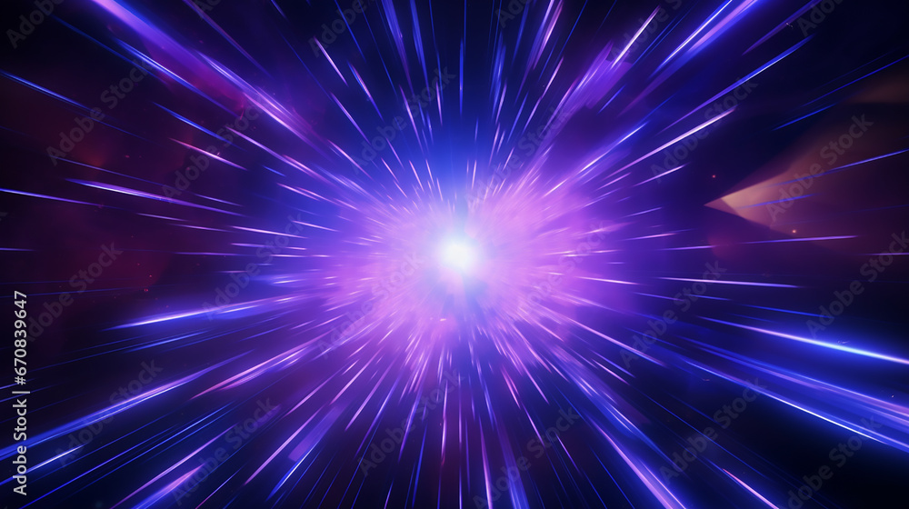 blue, purple glowing. Magical explosion with colorful speed glow. Abstract star or sun. Explosion effect. Fast motion effect. Overlays, overlay, light transition, effects sunlight, lens flare, light. - obrazy, fototapety, plakaty 