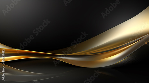 Abstract modern luxury black gold wave lines threads with lighting effect and black background. Luxury black gold wave background. black gold wave.