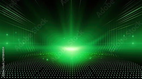 Abstract green light overlays burst effect with digital lens flare. AI generated image photo