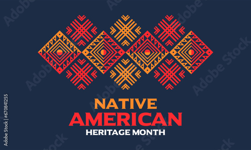 Native American heritage month, poster, pattern, theme, border, background, vector, social media, post, card, web, banner with text, Native American heritage day, Native American month, November, USA