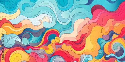 Colorful line art illustration background