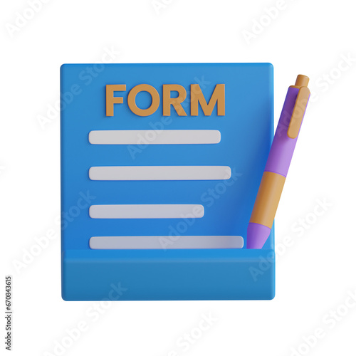 Blue Form with an Attractive 3D Model. 3D Model of a Blue Form Ideal for Data Entry. 3d illustration, 3d element, 3d rendering. 3d visualization isolated on a transparent background © Ujung