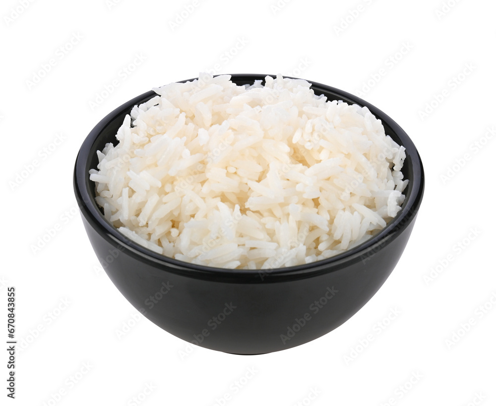 Rice in black bowl on transparent png Rice in black bowl on transparent png