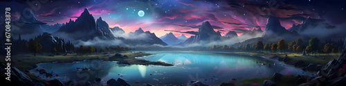 Meteor lake landscape illustration background
