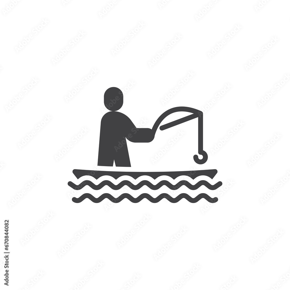 Fishing man vector icon