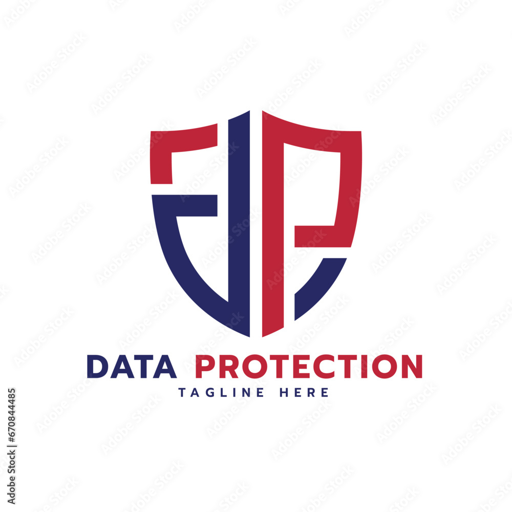 Fototapeta premium DP logo monogram letter mark creative idea with shield shape , data protection logo design