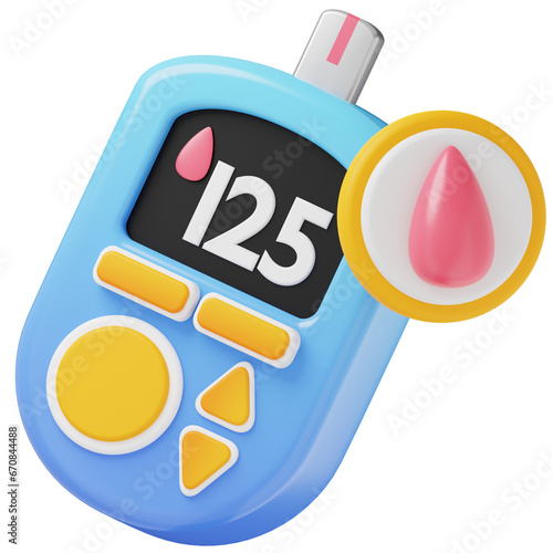 glucose meter 3D icon illustration 
