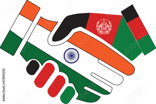 INDIA AND AFGHANISTAN HAND SHAKE DESIGN. INDIA AND AFGHANISTAN FRIENDSHIP EPS DESIGN. THIS IS AN EDITABLE FILE