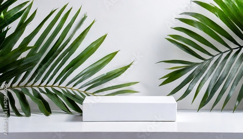 Product Promotion in Style  White Podium with Palms