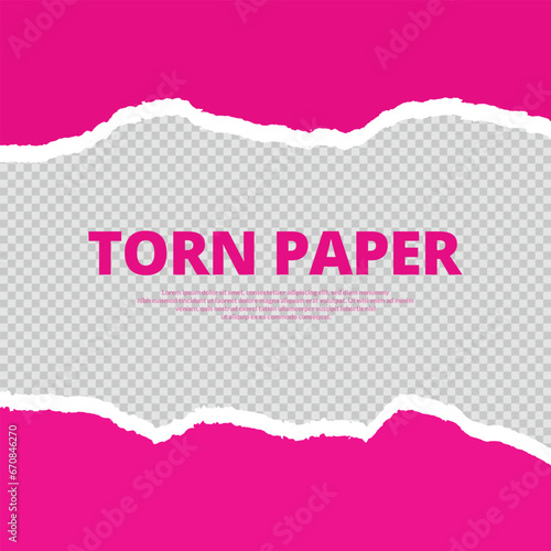 Torn paper pink and white color ripped paper background post, banner, design