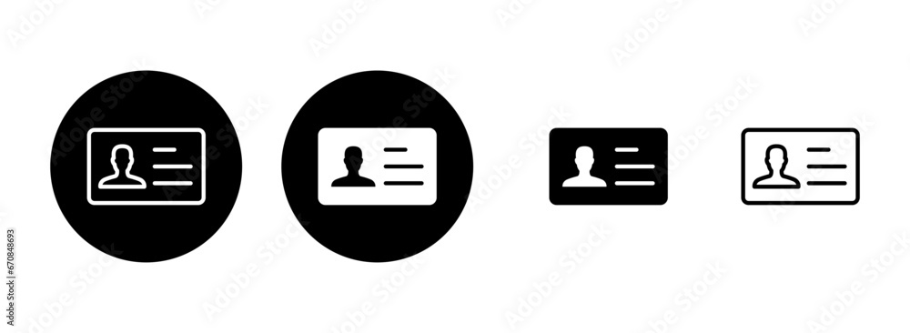 License icon set illustration. ID card icon. driver license, staff identification card