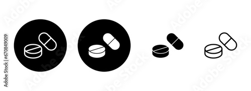 Pills icon set illustration. capsule icon. Drug sign and symbol