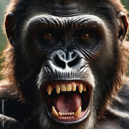 Angry roaring Gorilla Generative Ai.  © Cliqnclix