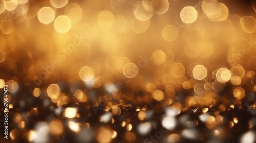 Abstract dark golden bokeh Christmas background