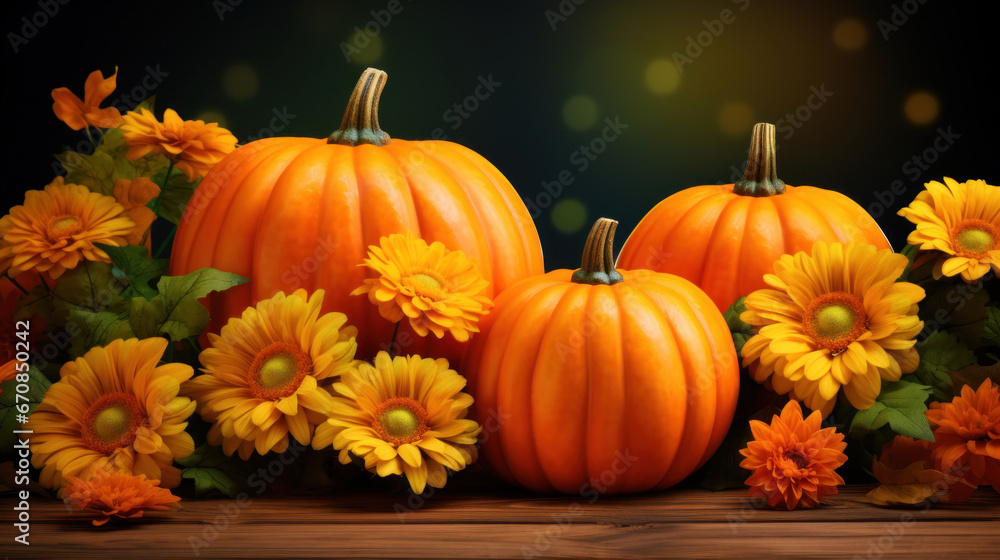 Thanksgiving decorative background with pumpkins Thanksgiving decorative background with pumpkins