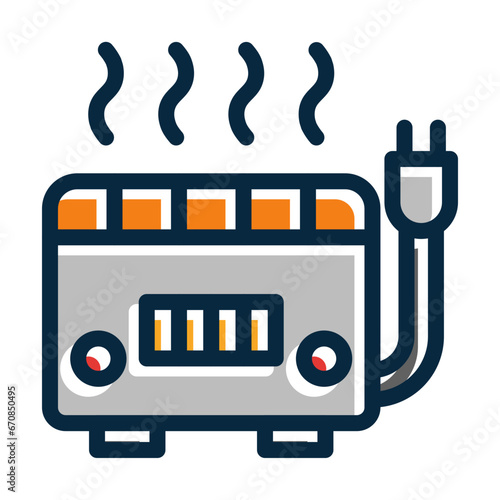 Convection Heater Vector Thick Line Filled Dark Colors