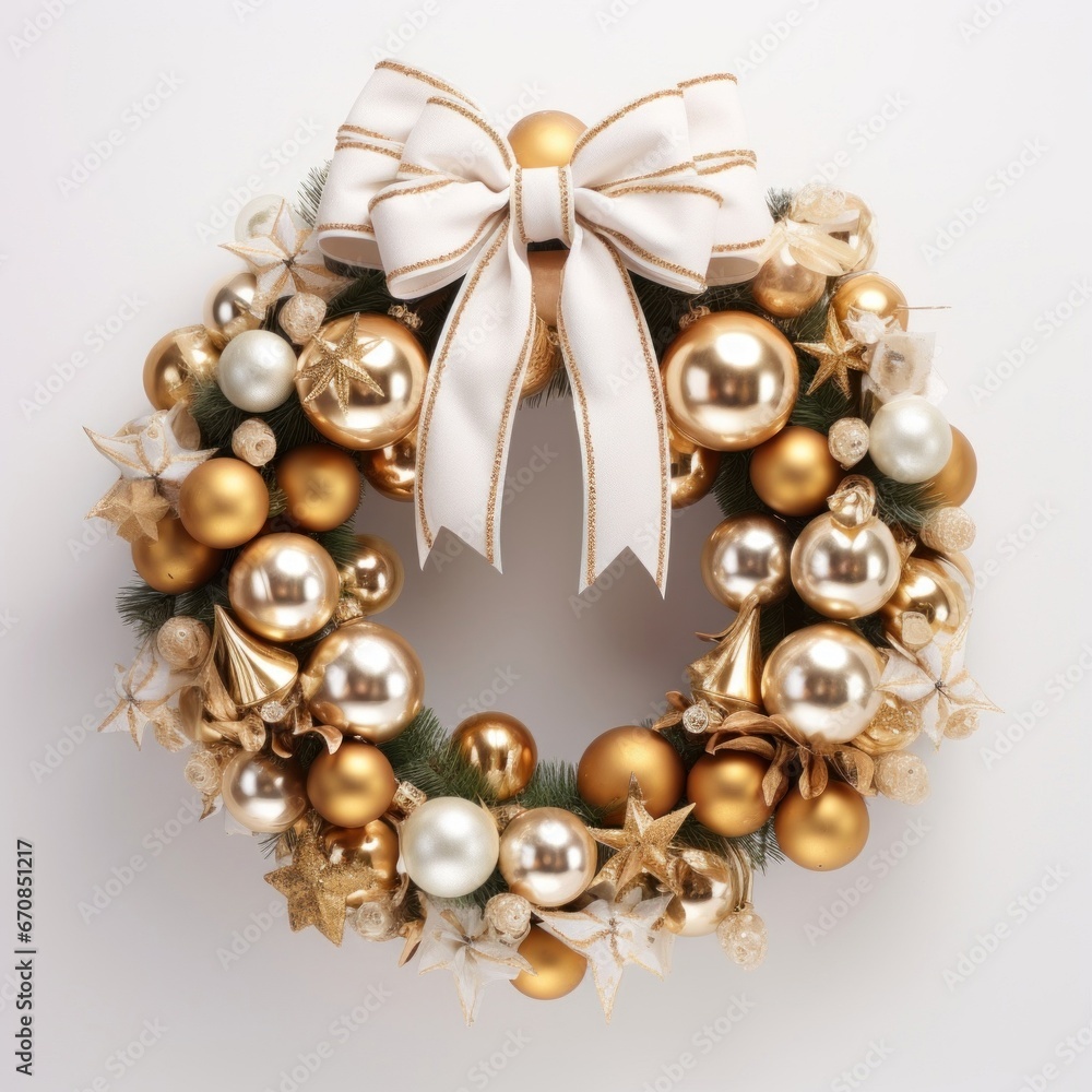 Modern Christmas wreath on white background Modern Christmas wreath on white background