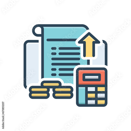 Color illustration icon for financial