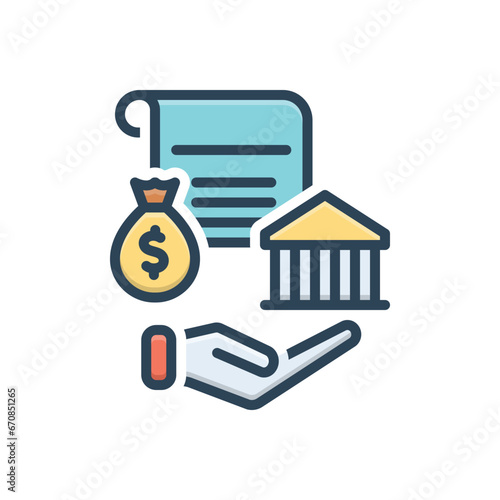 Color illustration icon for loan