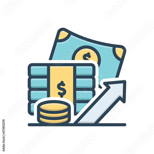 Color illustration icon for profit