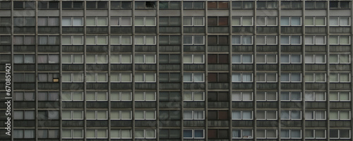 Windows of a modern office building. Panoramic view of the facade.