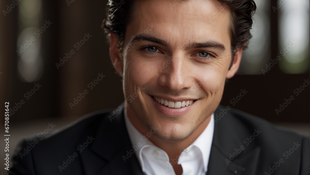Vibrant Smile: Close-Up Portrait of a 25s American Man Vibrant Smile: Close-Up Portrait of a 25s American Man