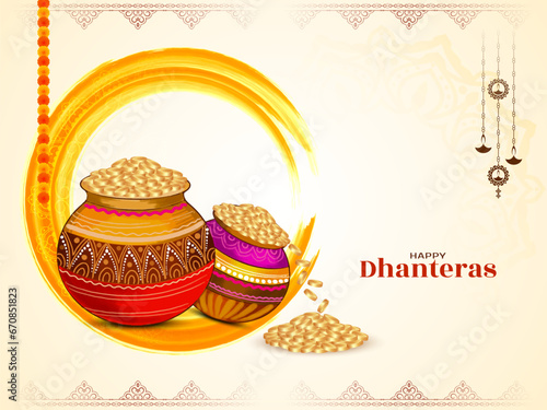 Happy Dhanteras Hindu cultural Indian festival background design