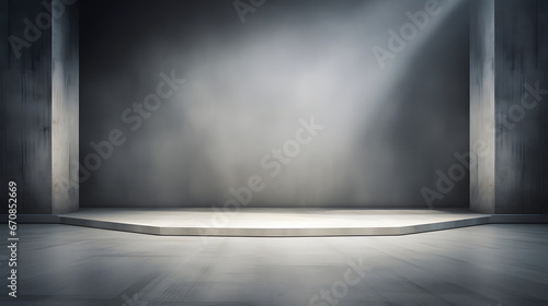 empty stage with concrete wall and spotlights 