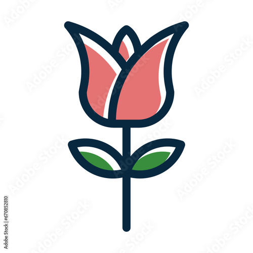 Tulip Vector Thick Line Filled Dark Colors