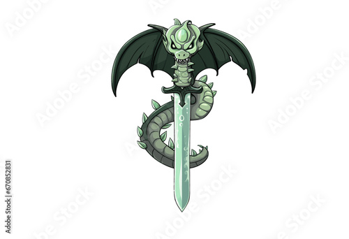 Vector Illustrated Dragon Themed Dagger 2
