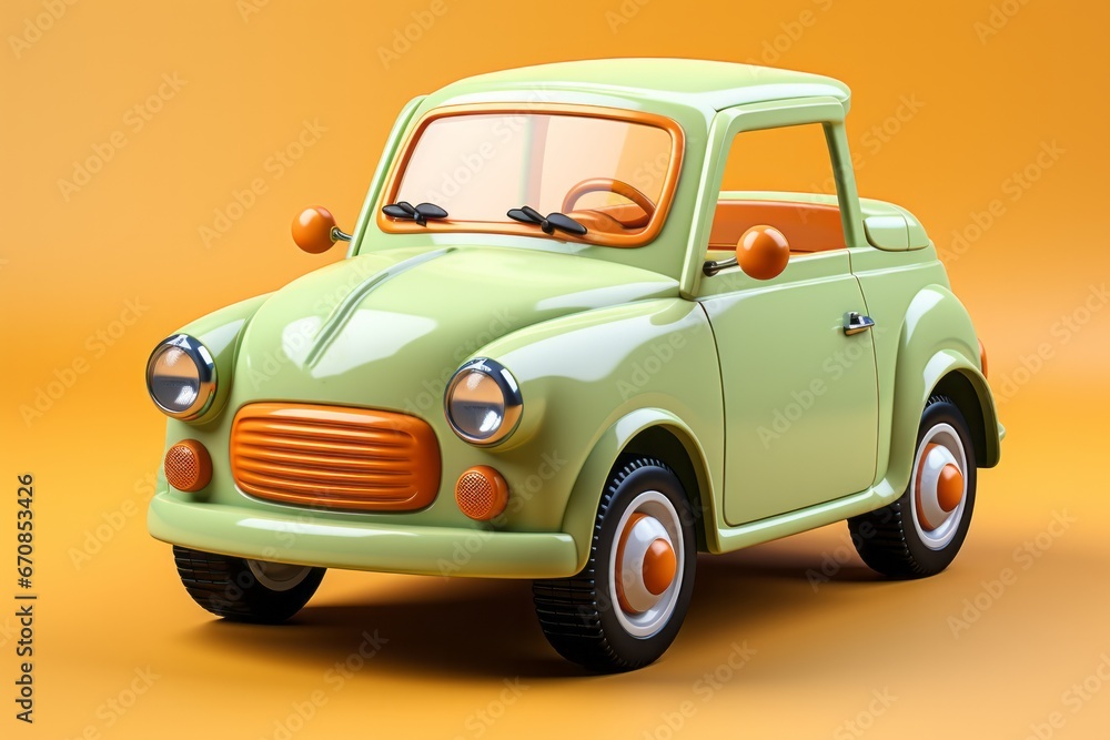 Pastel green toy car, symbolizing fun and adventure in a playful color scheme, Generative AI