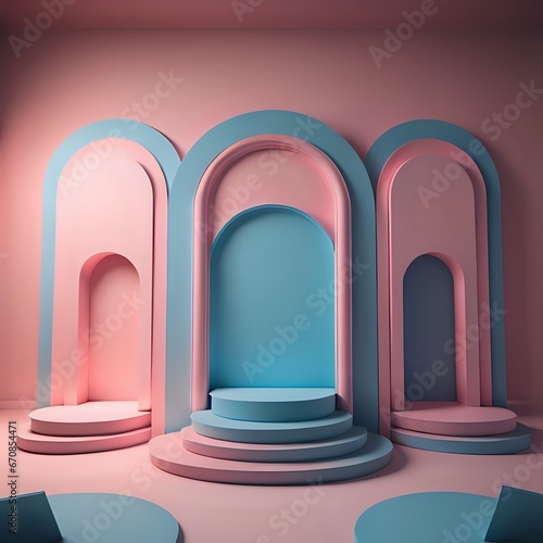 product display 3d podium with geometric abstract background made with Generative AI