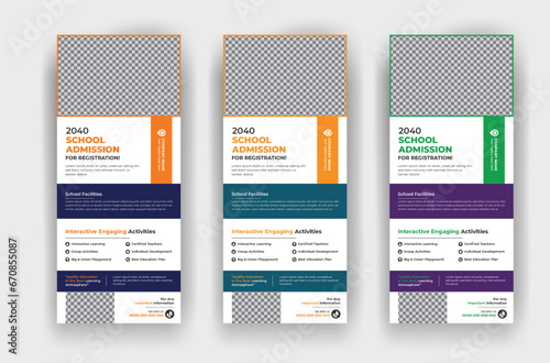 Back to School admission for registration education study roll up standee banner template