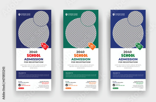 School admission education roll up standee banner template