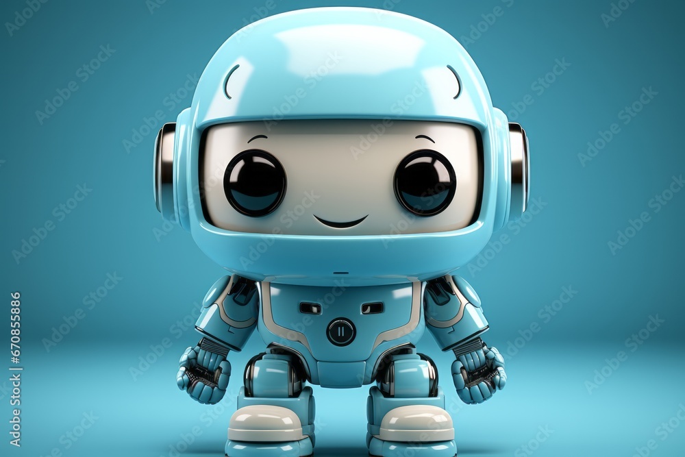 Pastel blue toy robot with a simple and sleek design, fostering creativity and play, Generative AI Pastel blue toy robot with a simple and sleek design, fostering creativity and play, Generative AI