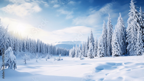 冬の風景、雪が積もる自然の景色 © tota