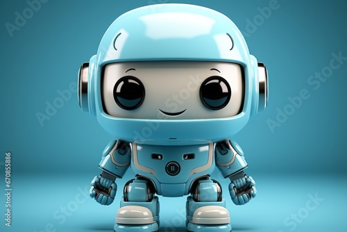 Pastel blue toy robot with a simple and sleek design, fostering creativity and play, Generative AI © Box Milk
