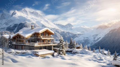 Foto Luxury hotel in the middle of winter